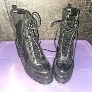 Gianni Bini Black Lace-Up Women's Boots